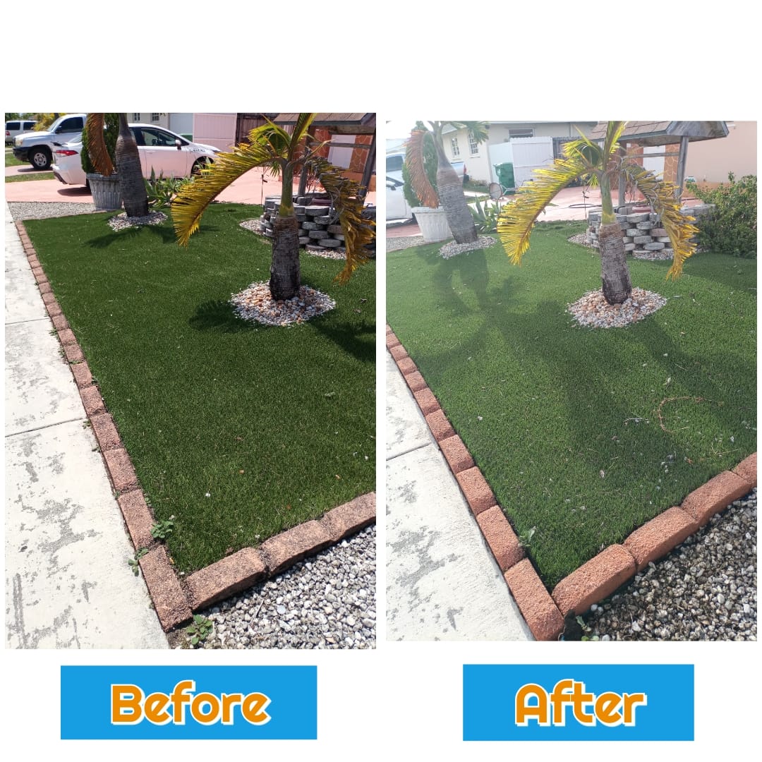 before after image of a front yard