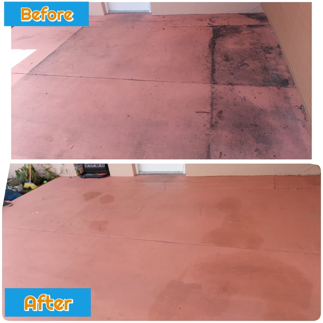 before after of a clean patio